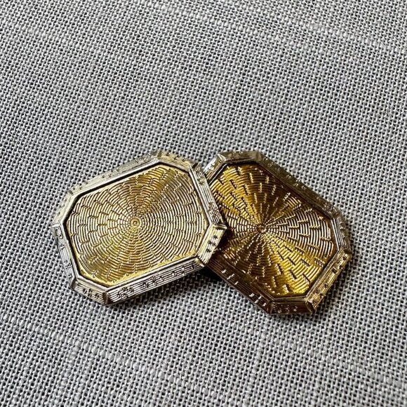 Vintage 10K Art Deco Two Tone Gold Cufflinks - Picture 9 of 10